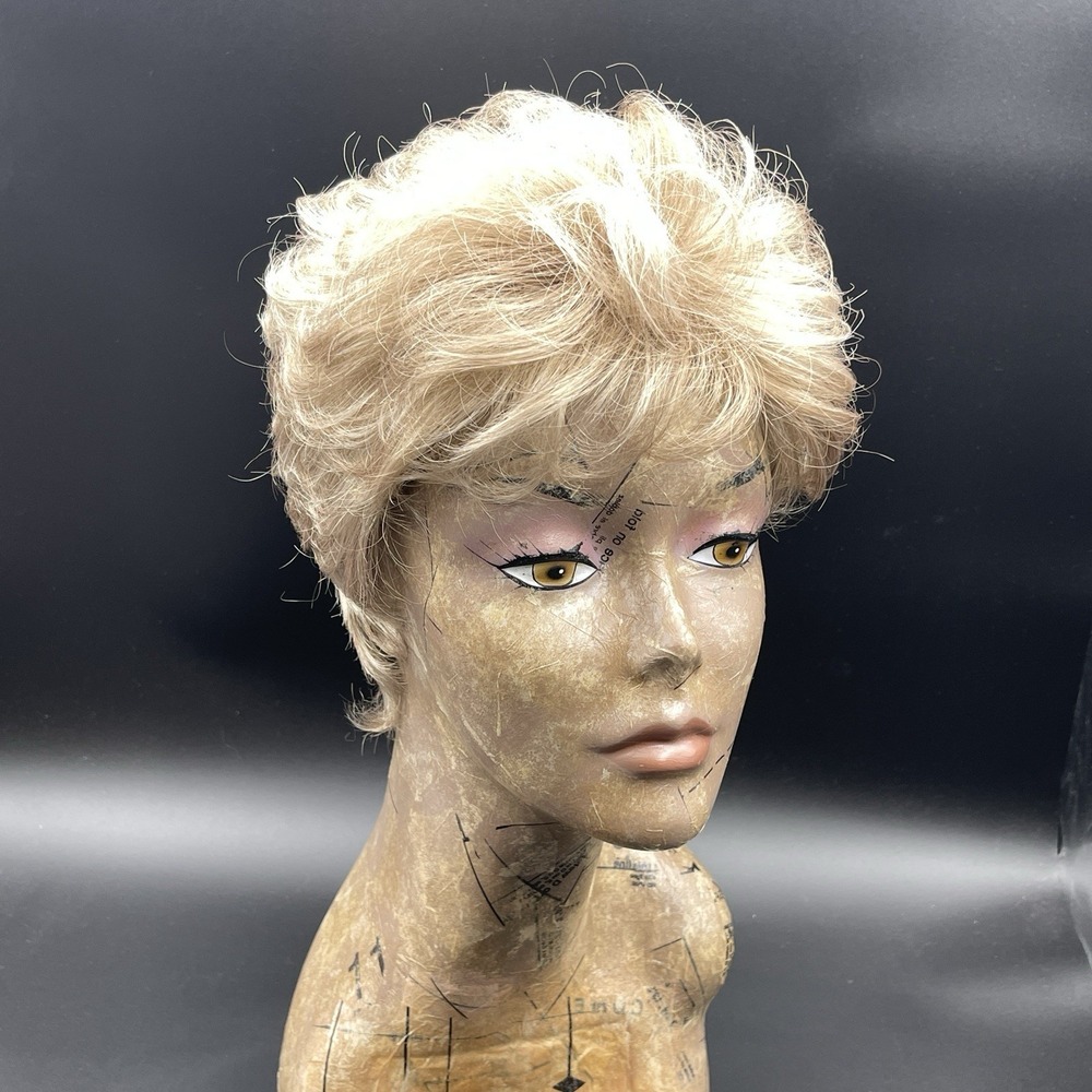 Vintage Short Blonde‎ Wig Modacrylic PVC Fiber Made In Korea